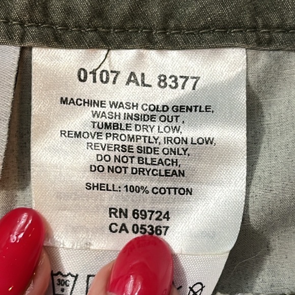 Y2K Columbia army GREEN capri pants canvas light weight zip pockets size 10 hike - Picture 9 of 16